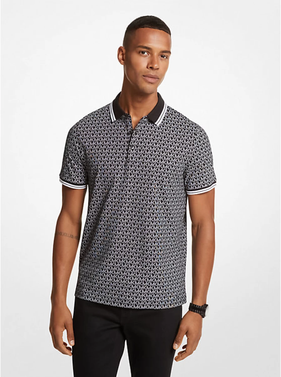 Michael Kors Men's Greenwich Cotton Jersey Polo Shirt with Logo Print