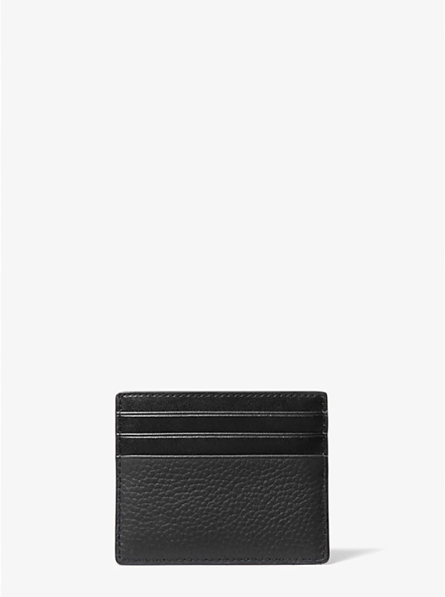 Michael Kors Hudson Men's Leather Card Holder - Grain Textured Wallet for Men