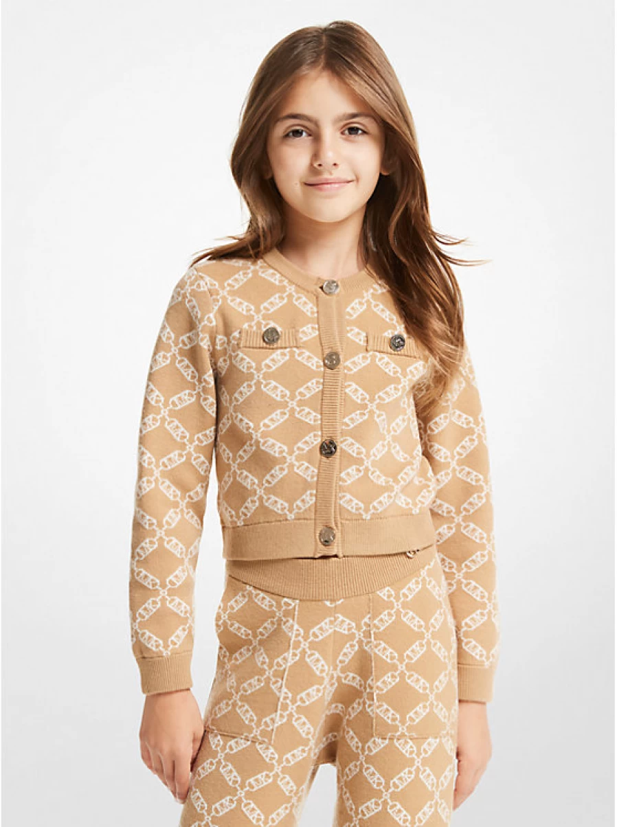 Michael Kors Kids' Printed Knit Cardigan with Empire Logo