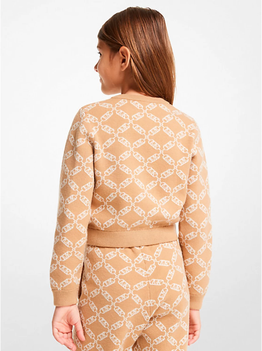 Michael Kors Kids' Printed Knit Cardigan with Empire Logo