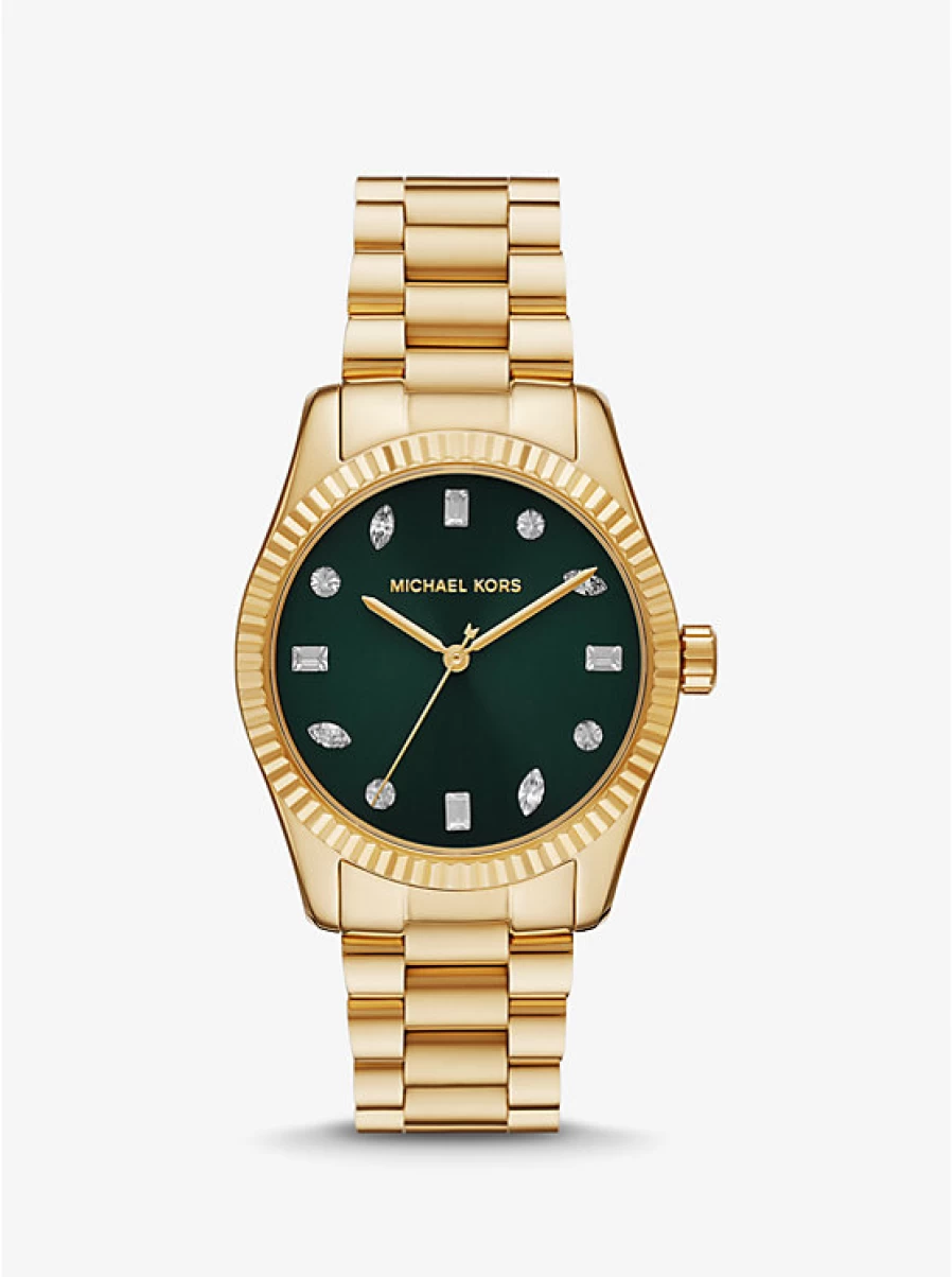 Michael Kors Lexington Women's Gold-Tone Watch with Paving Stone Accents