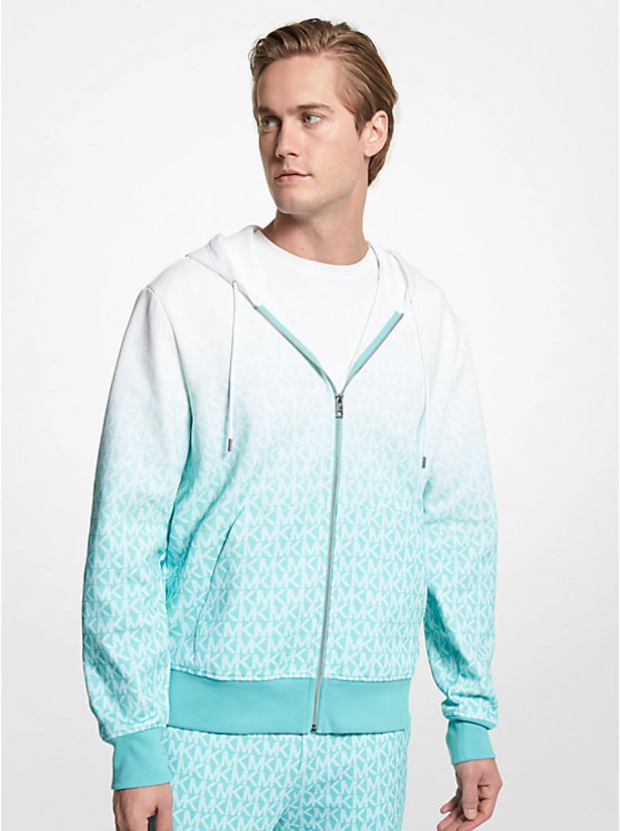 Michael Kors Men's Cotton Blend Hooded Sweater with Zipper Detail and Logo