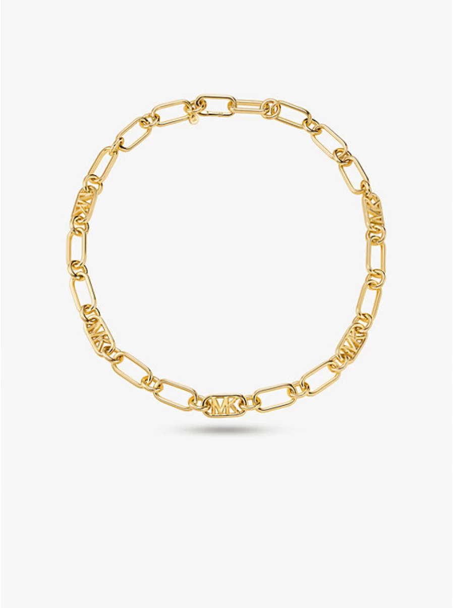 Michael Kors Women's Brass Link Necklace with Precious Metal Plating