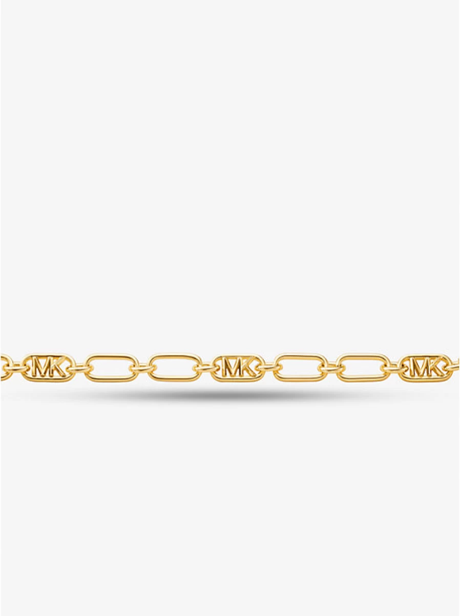 Michael Kors Women's Brass Link Necklace with Precious Metal Plating