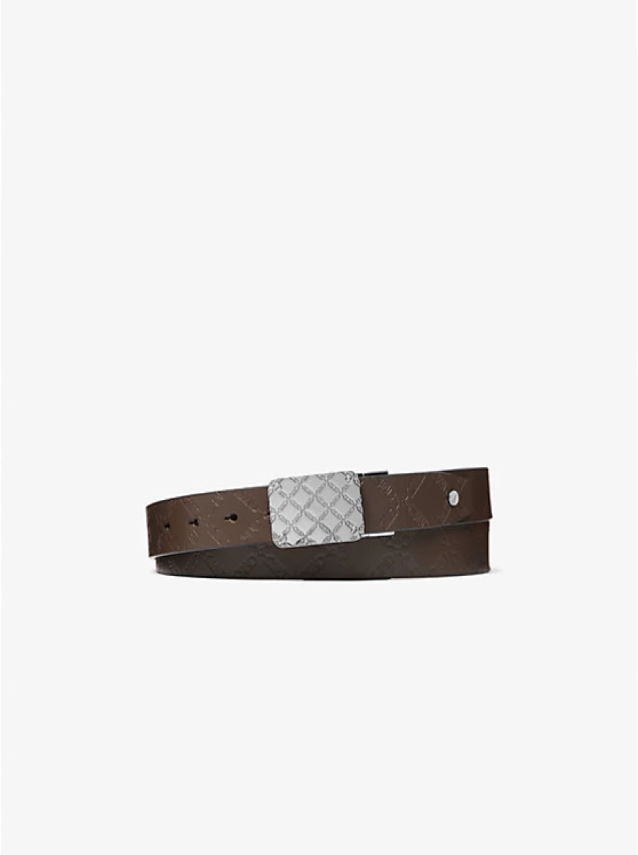 Michael Kors Reversible Leather Belt for Men with Buckle & Embossed Empire Logo