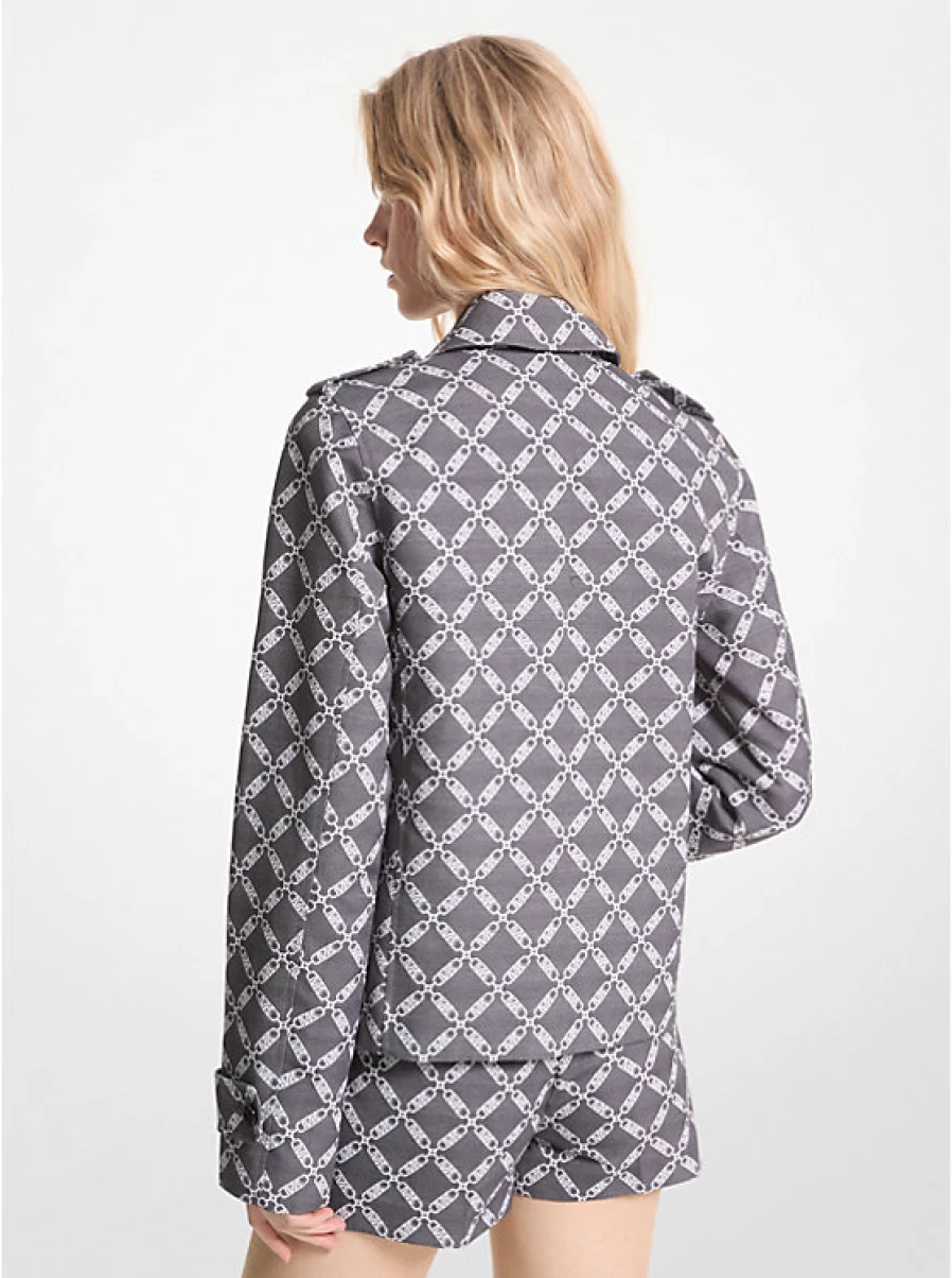 Michael Kors Women's Short Jacquard Pea Coat with Empire Logo - Classic Boutique Jacket