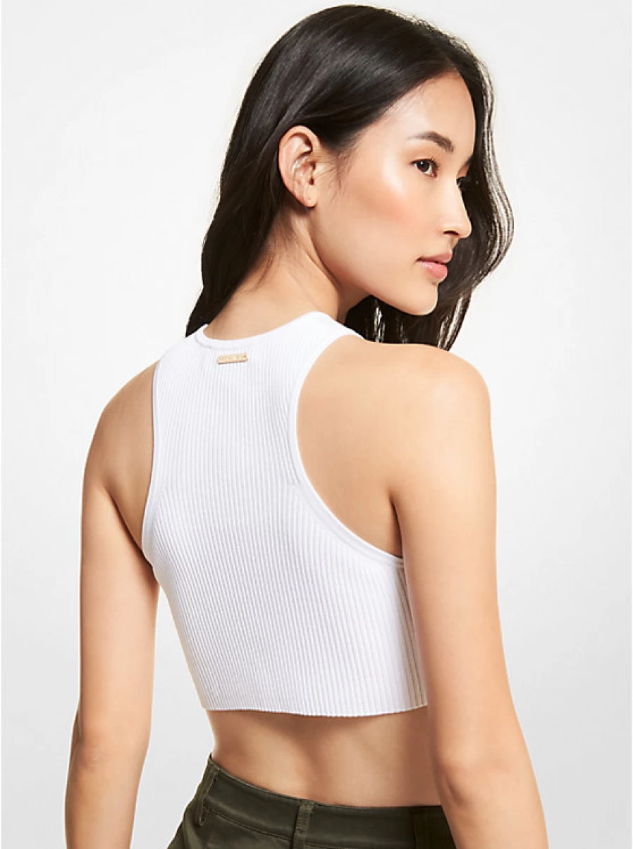 Michael Kors Women's Short Ribbed Stretch Viscose Camisole Top