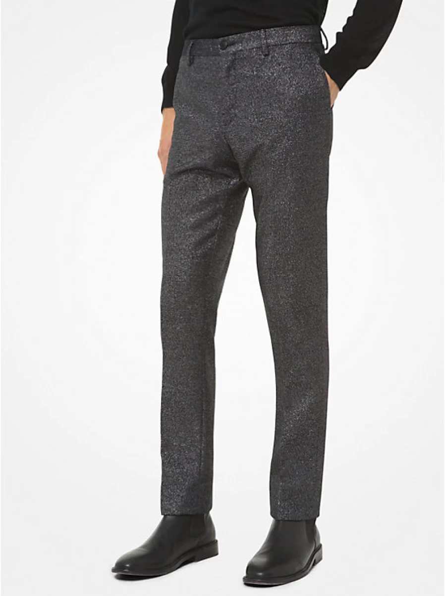 Michael Kors Men's Metallic Wool Blend Fitted Pants for a Sleek Look