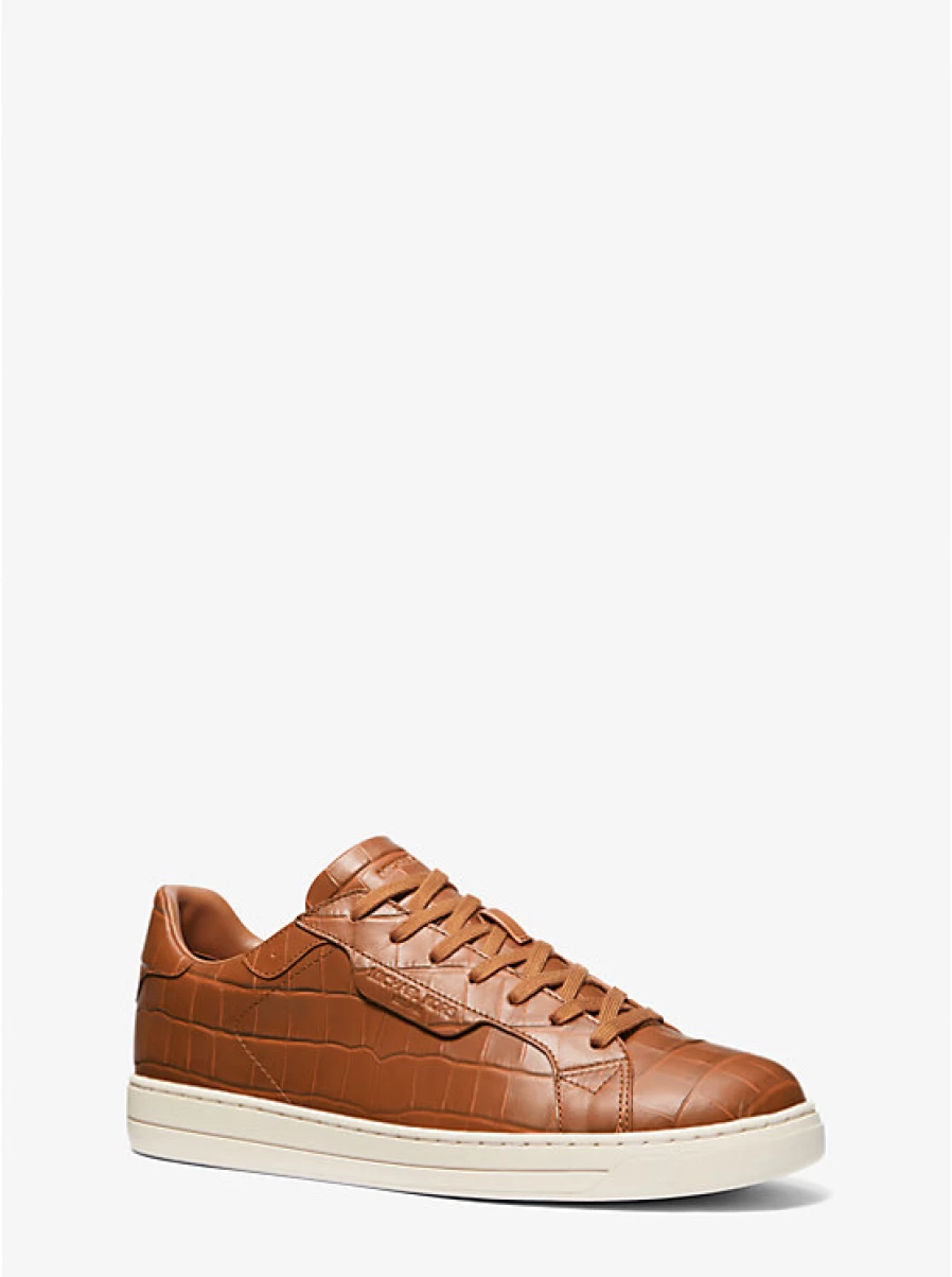 Michael Kors Men's Keating Leather Espadrille Shoes with Crocodile-Embossed Pattern