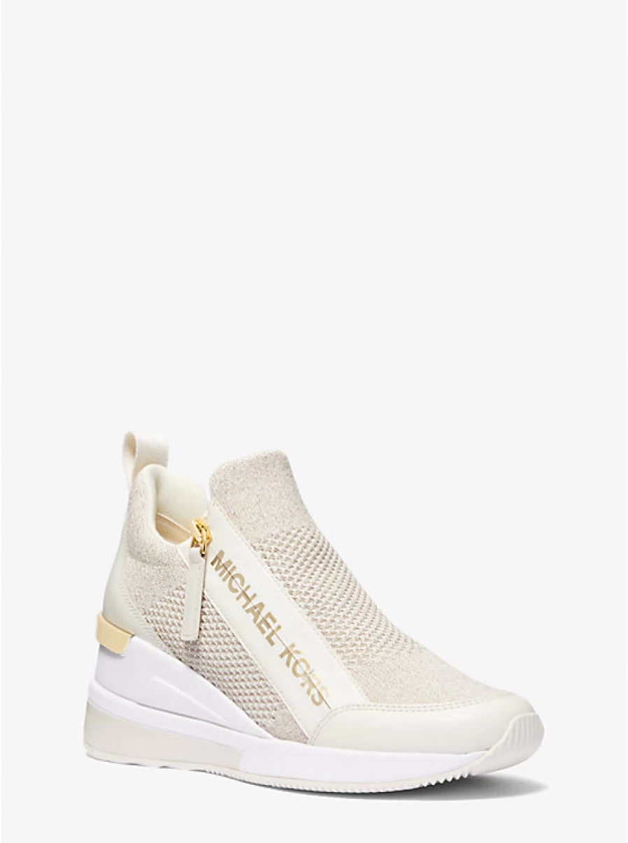 Michael Kors Women's Willis Metallic Stretch Knit Espadrille Wedge Sandals
