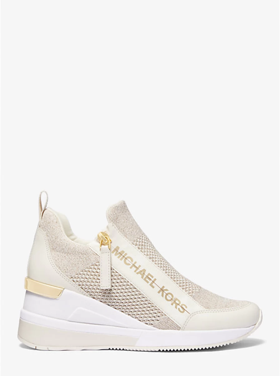 Michael Kors Women's Willis Metallic Stretch Knit Espadrille Wedge Sandals