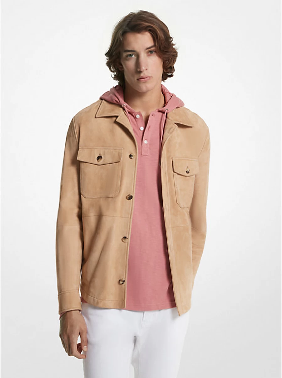 Michael Kors Men's Suede Shirt Jacket - Stylish Casual Outerwear for Men