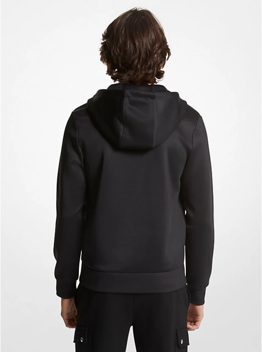 Michael Kors Men's Satin Knit Sweater Cap with Double Stitch Detail and Zipper Design