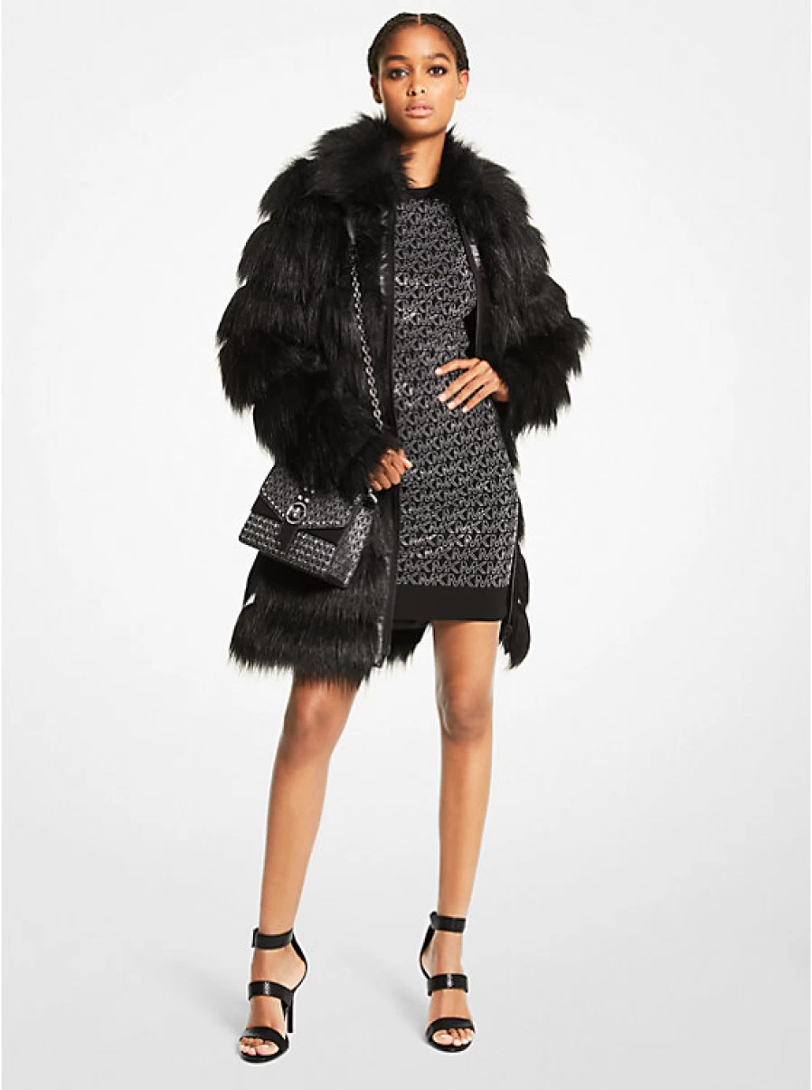 Michael Kors Women's Faux Fur Trim Coat - Luxe Winter Outerwear with Stylish Overlays