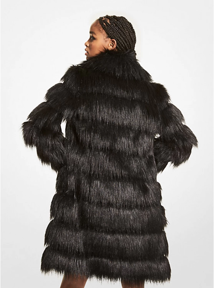 Michael Kors Women's Faux Fur Trim Coat - Luxe Winter Outerwear with Stylish Overlays