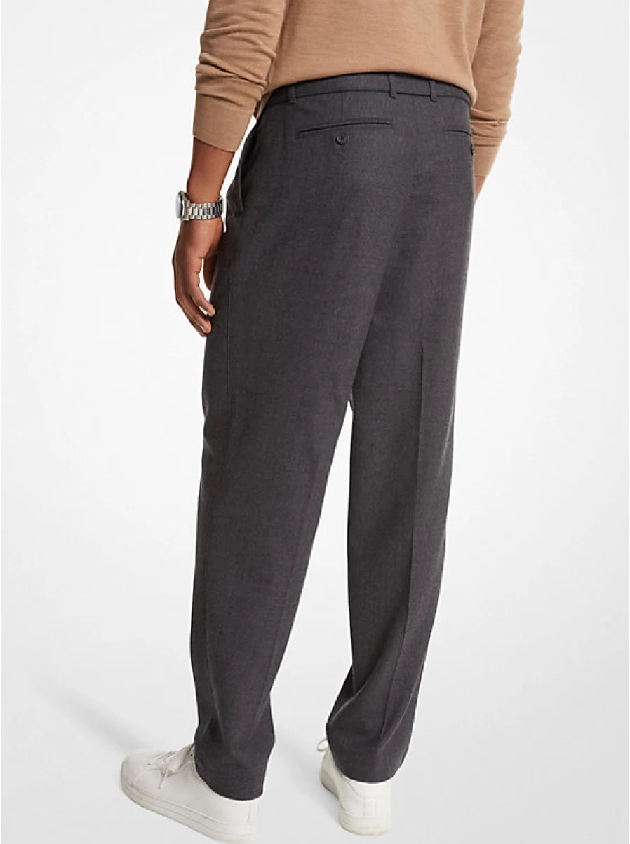 Michael Kors Men's Stretch Wool Flannel Flared Pants with Belt