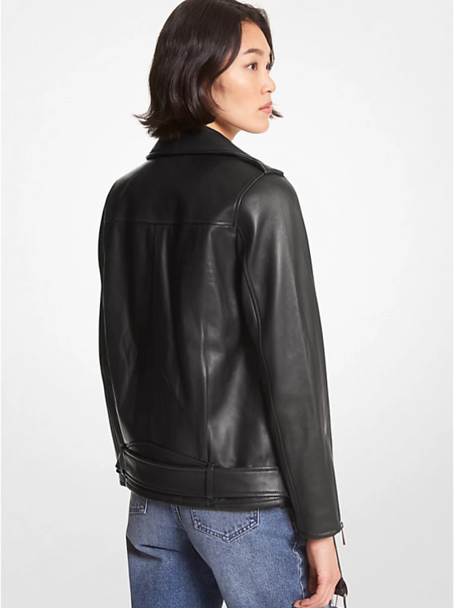 Michael Kors Women's Genuine Leather Motorcycle Jacket Belt - Stylish & Adjustable Waist Belt for Outerwear
