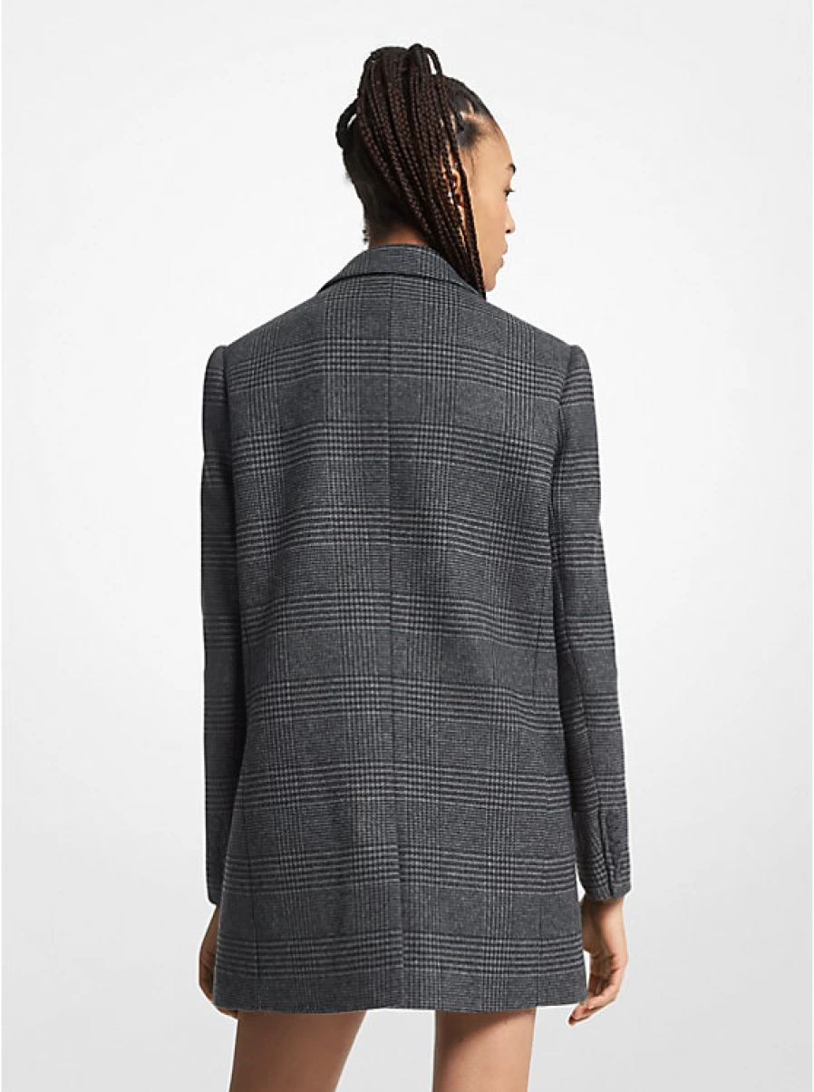Michael Kors Women's Stretch Wool Blend Boyfriend Blazer with High Waistband