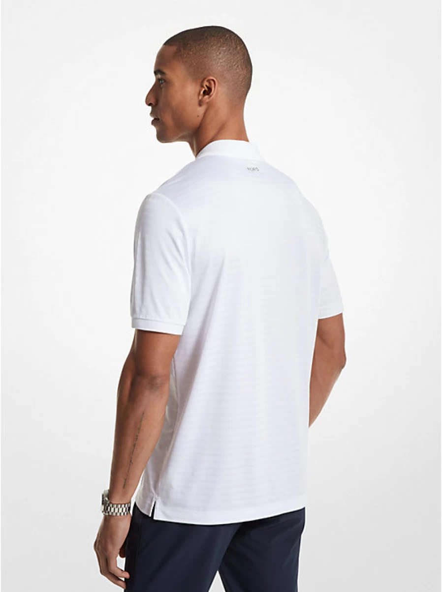 Michael Kors Men's Striped Performance Polo Shirt with Zip-Up Design