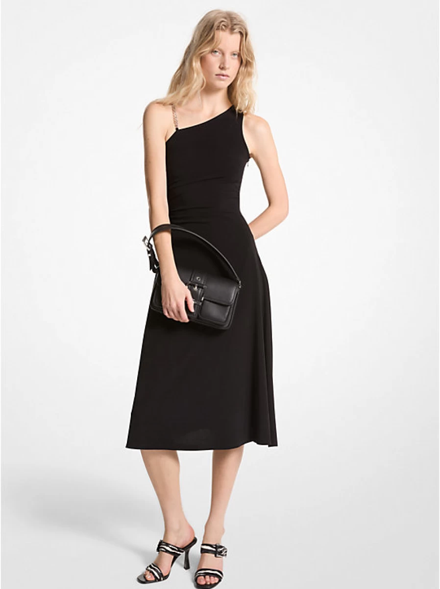 Michael Kors Women's Asymmetrical Stretch Matte Jersey Mid-Length Dress