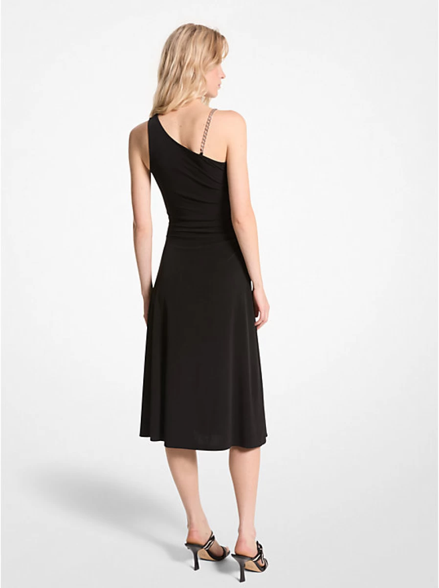 Michael Kors Women's Asymmetrical Stretch Matte Jersey Mid-Length Dress