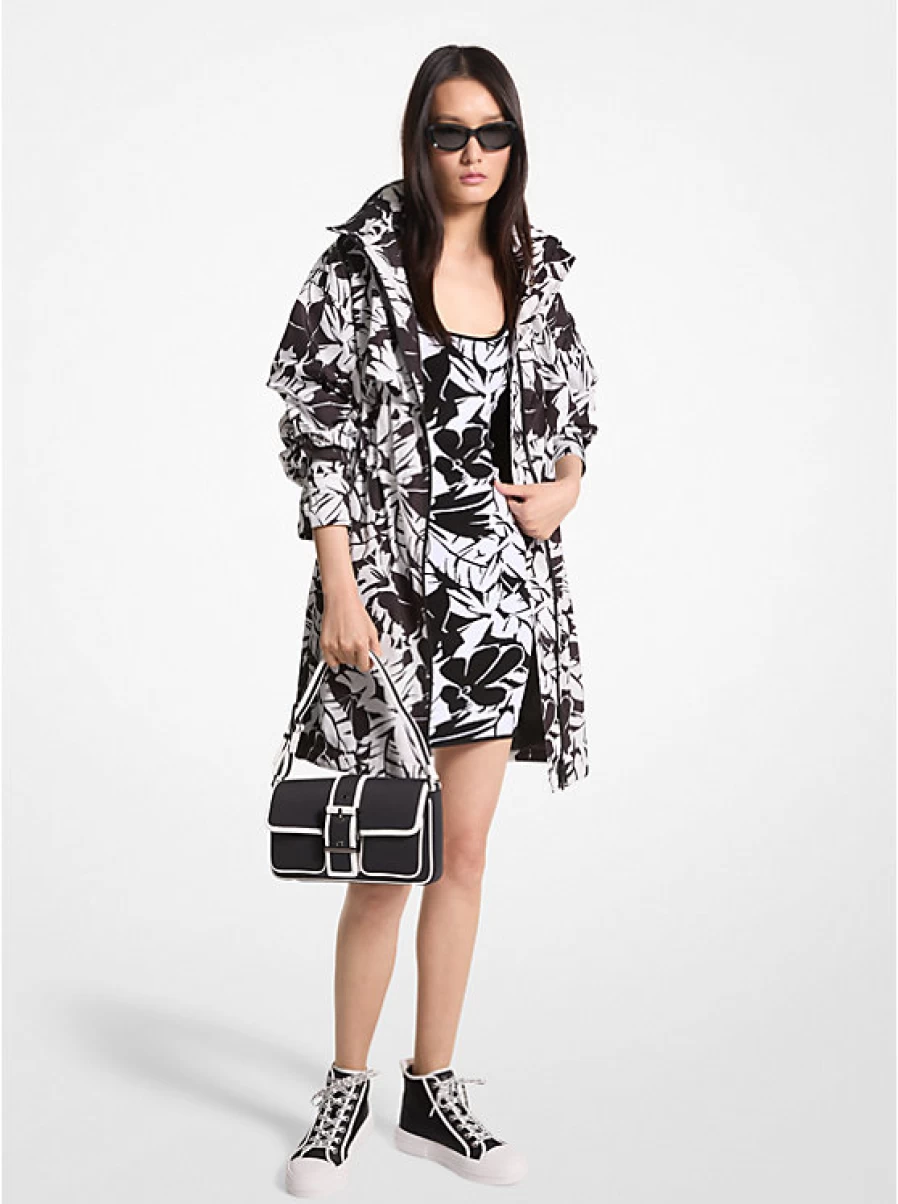Michael Kors Women's Printed Palm Woven Anorak Jacket