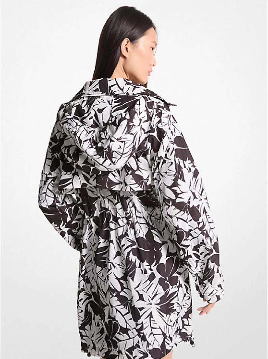 Michael Kors Women's Printed Palm Woven Anorak Jacket