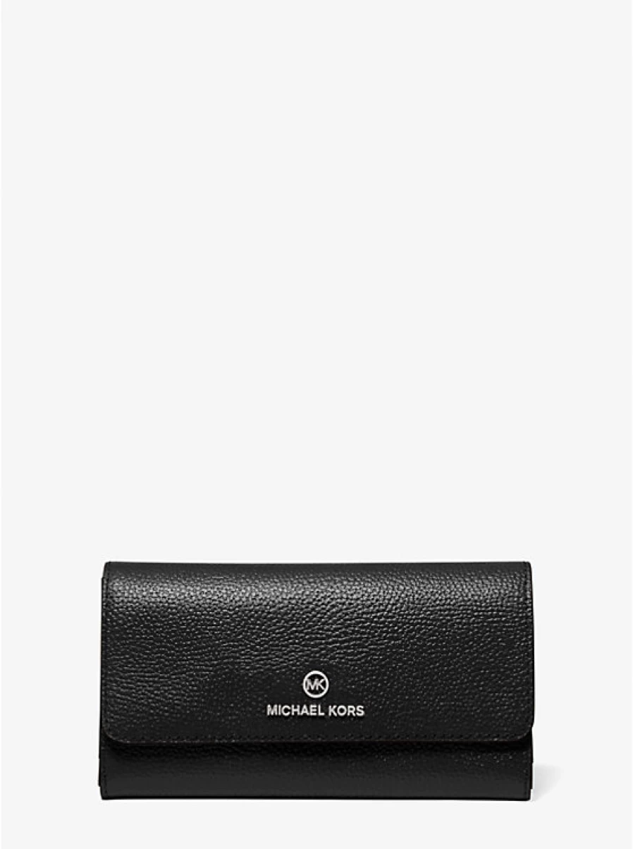 Michael Kors Women's Large Grain Leather Wallet with Three Flaps