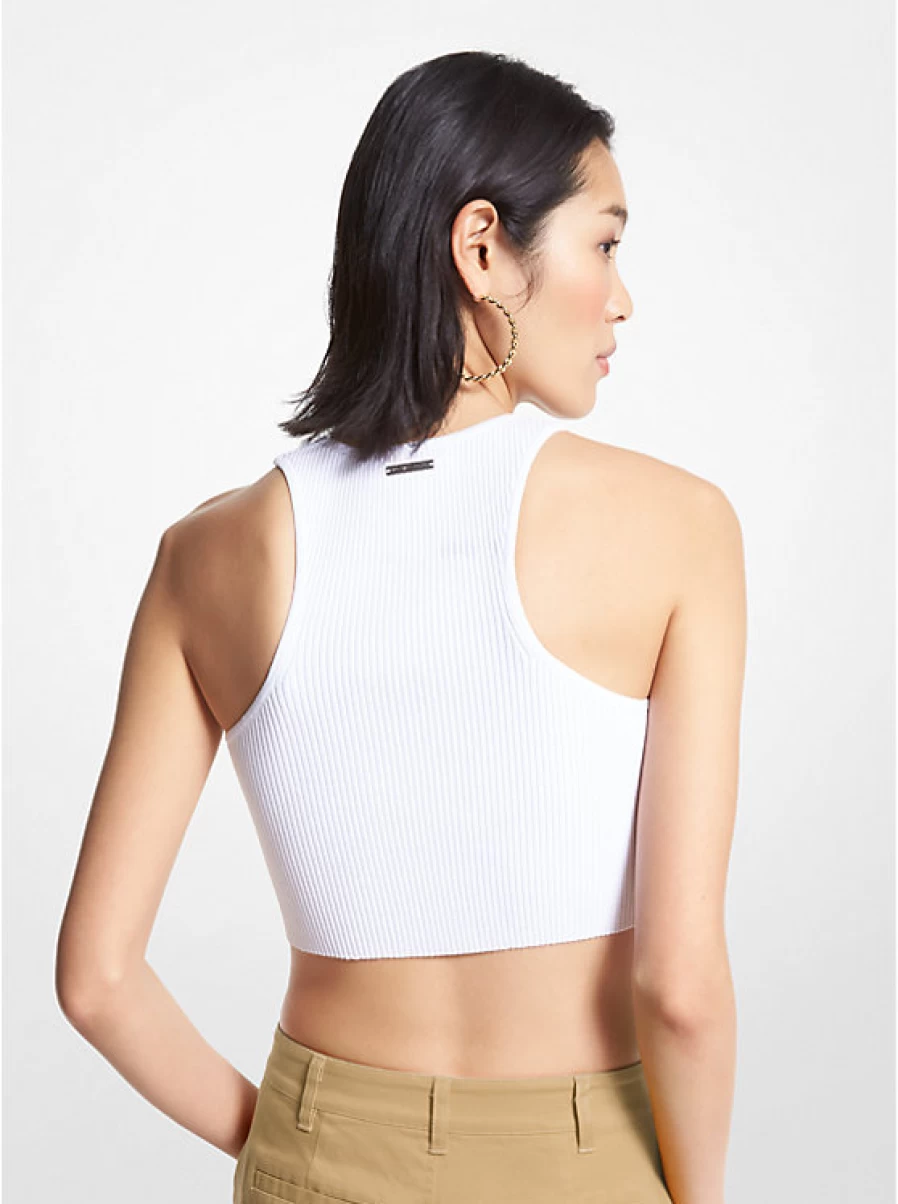 Michael Kors Women's Stretchy Ribbed Short Camisole Top - Eco-Friendly Recycled Viscose Blend