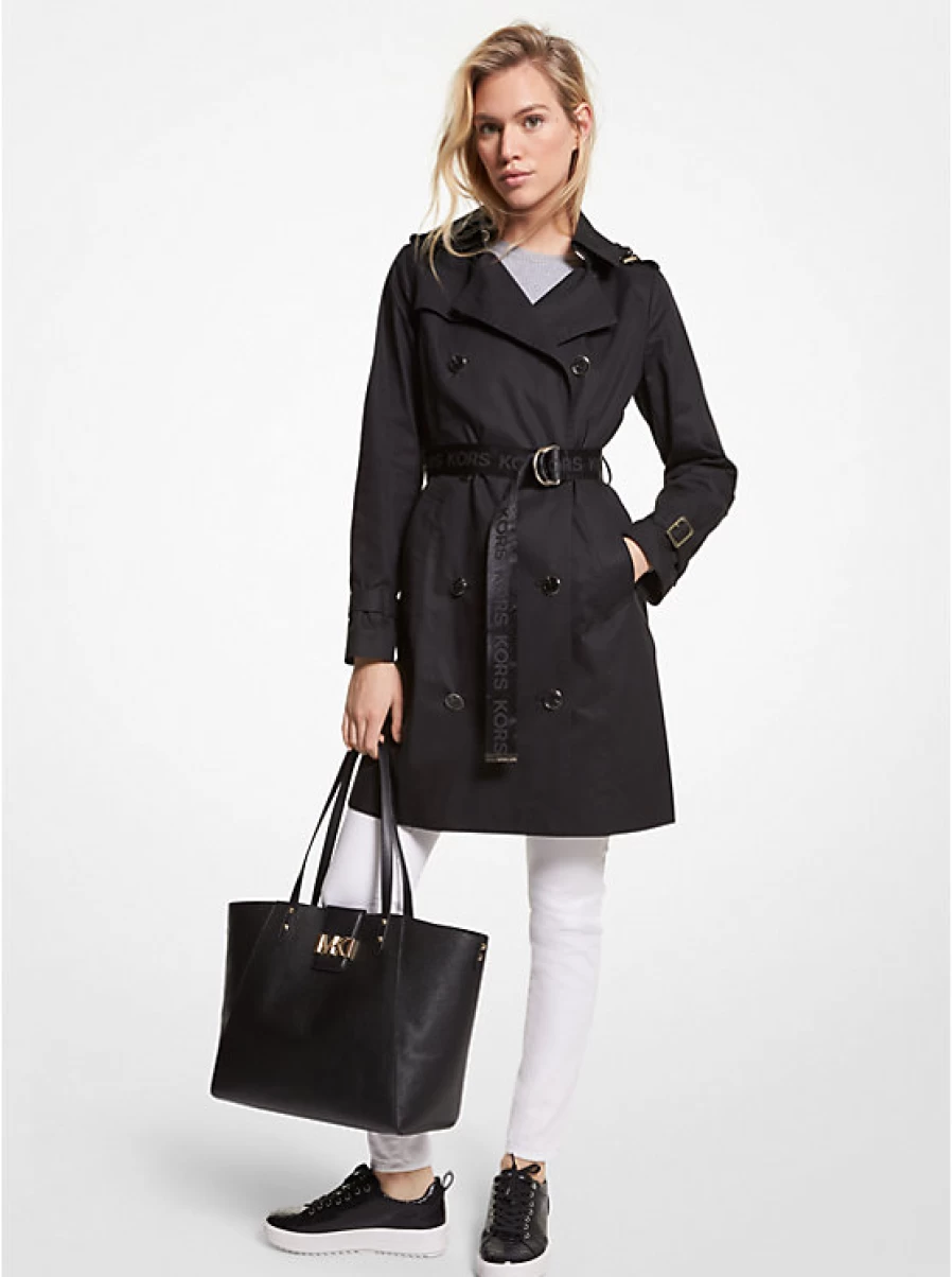 Michael Kors Women's Cotton-Blend Trench Coat | Classic Casual Water-Resistant Outerwear