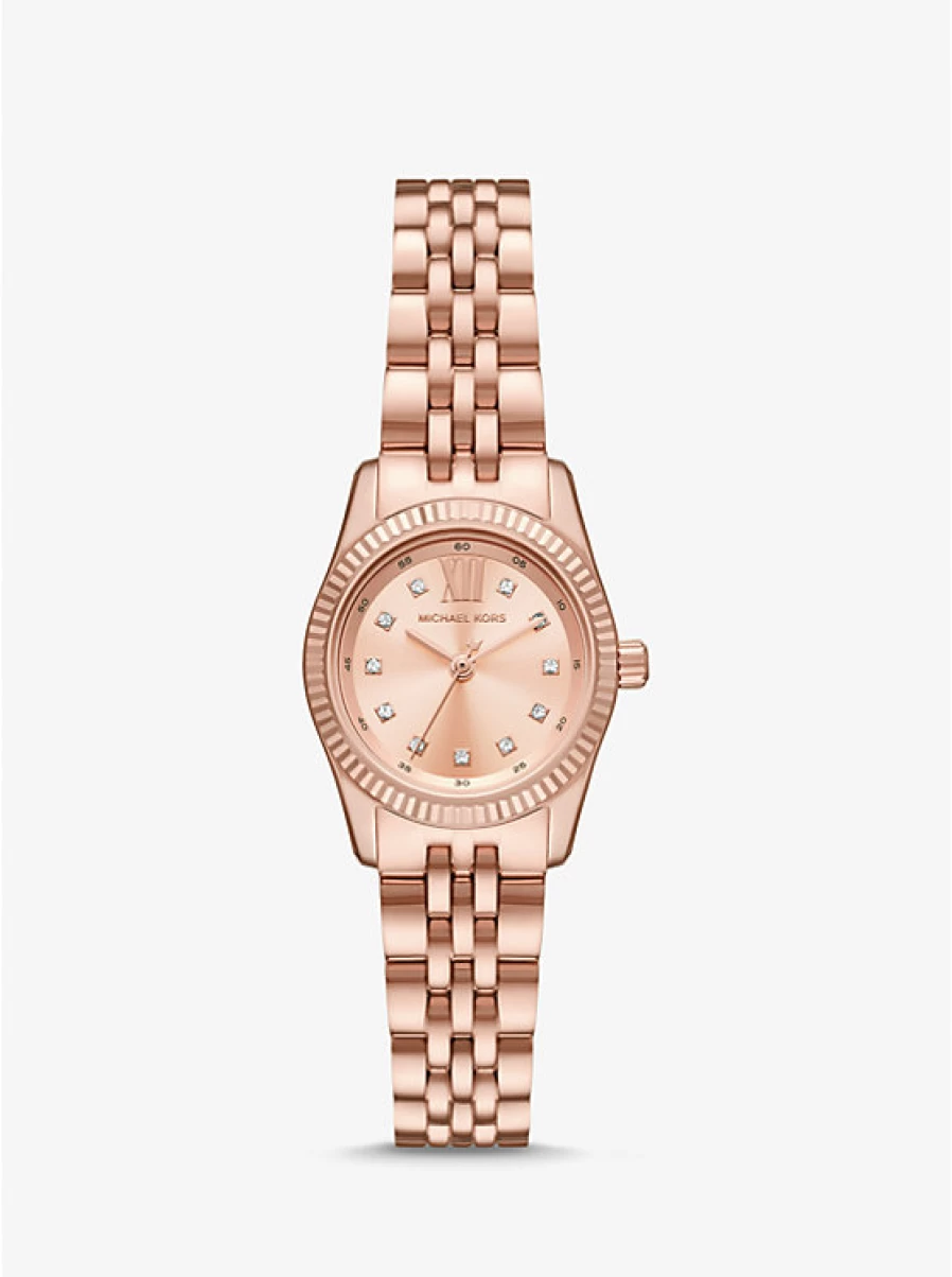 Michael Kors Women's Small Lexington Rose Gold-Tone Pave Stone Watch