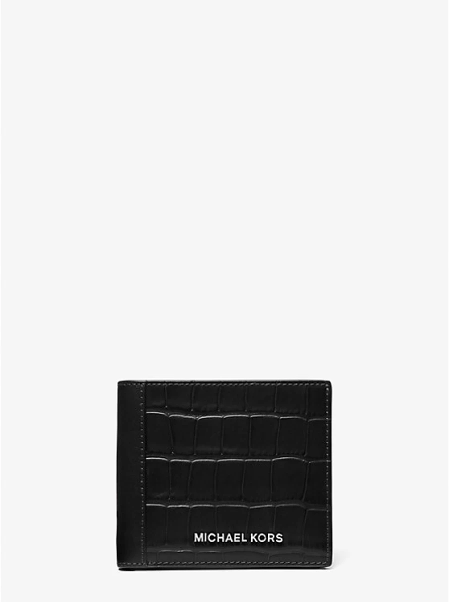 Michael Kors Men's Hudson Billfold Wallet in Embossed Crocodile-Pattern Leather