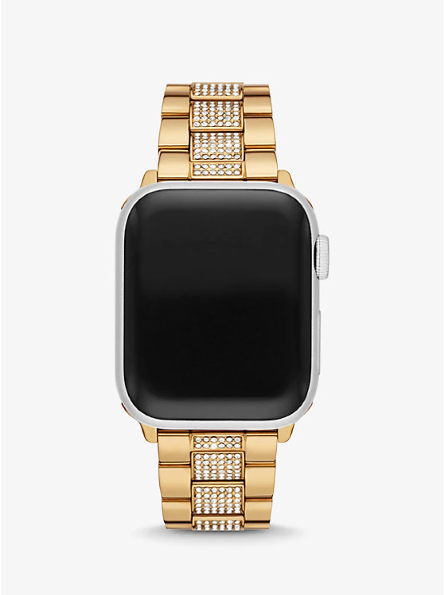 Michael Kors Women's Golden Bracelet Compatible with Apple Watch® - Stylish Paving Stone Design