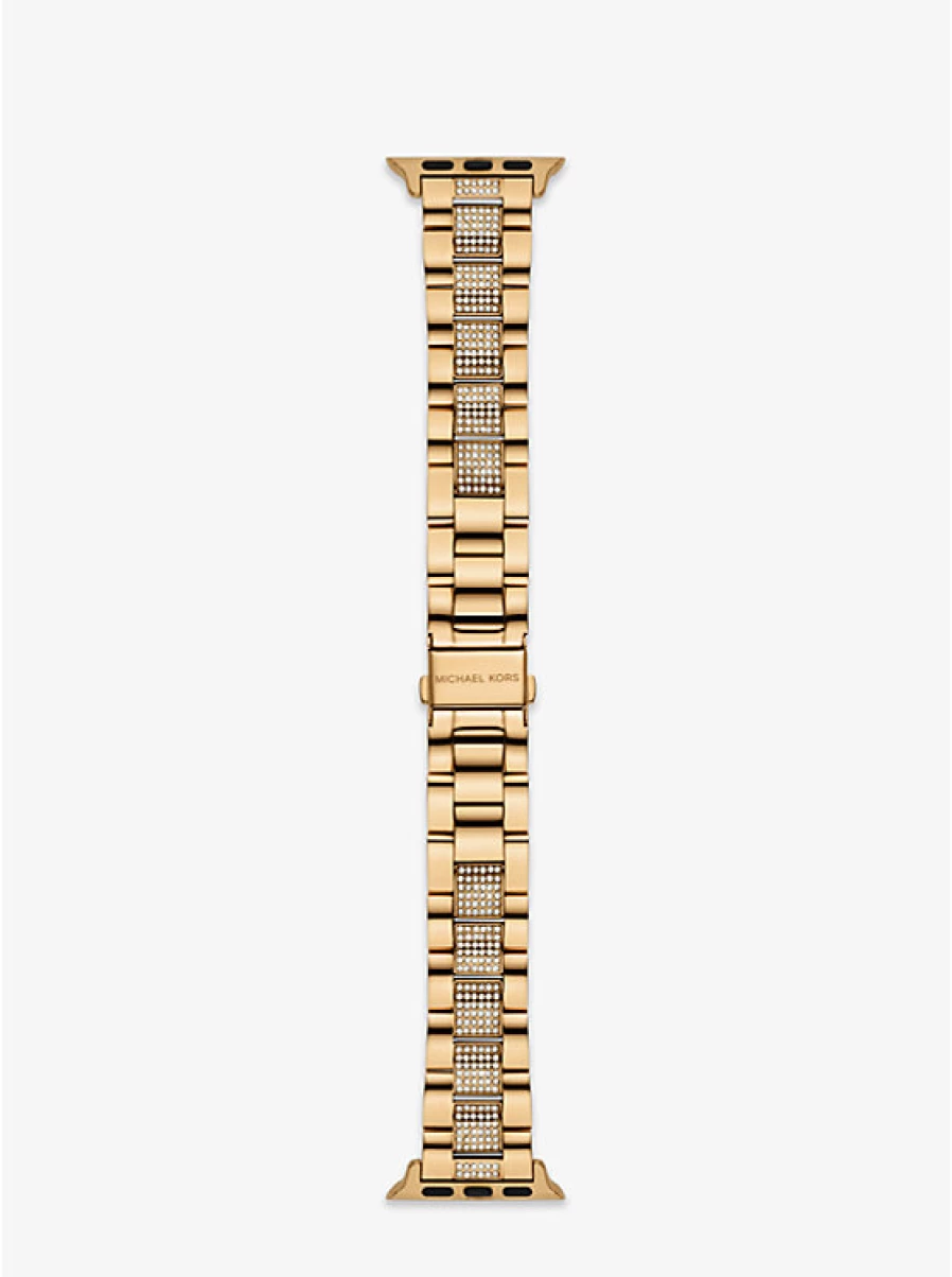 Michael Kors Women's Golden Bracelet Compatible with Apple Watch® - Stylish Paving Stone Design