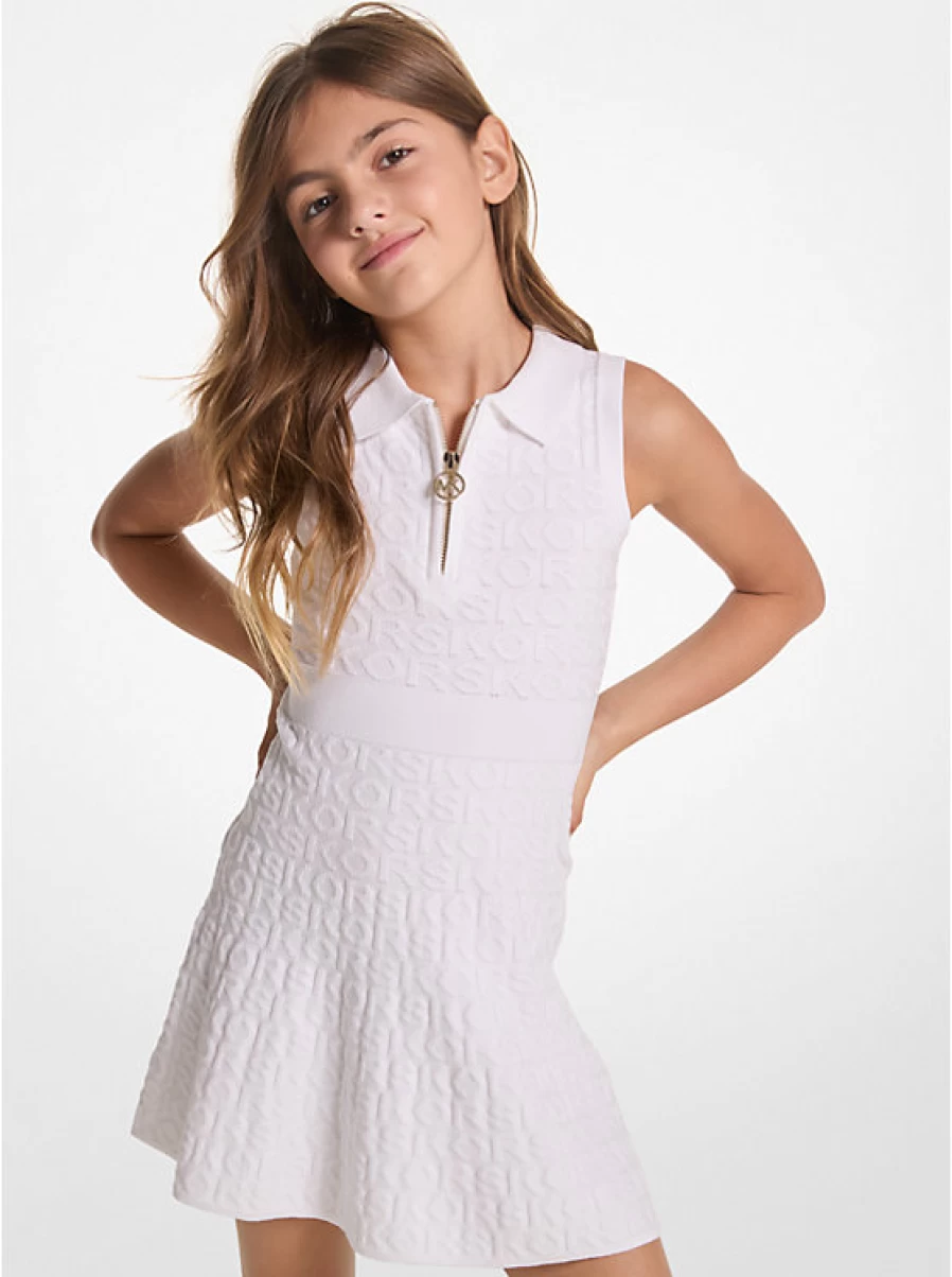 Michael Kors Children's Stretch Knit Polo Dress with Zipper Detail