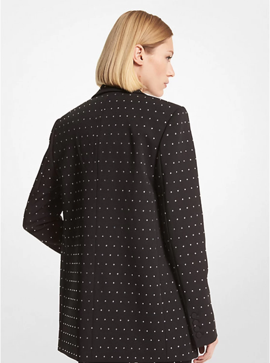 Michael Kors Women's Stretch Crepe Rhinestone Blazer - Elegant Sparkling Jacket for Women