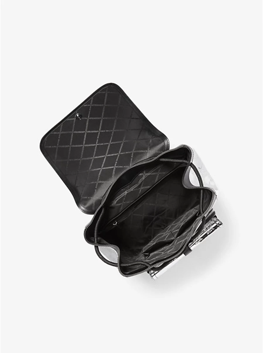 Michael Kors Men's Hudson Metallic Leather Backpack with Embossed Logo