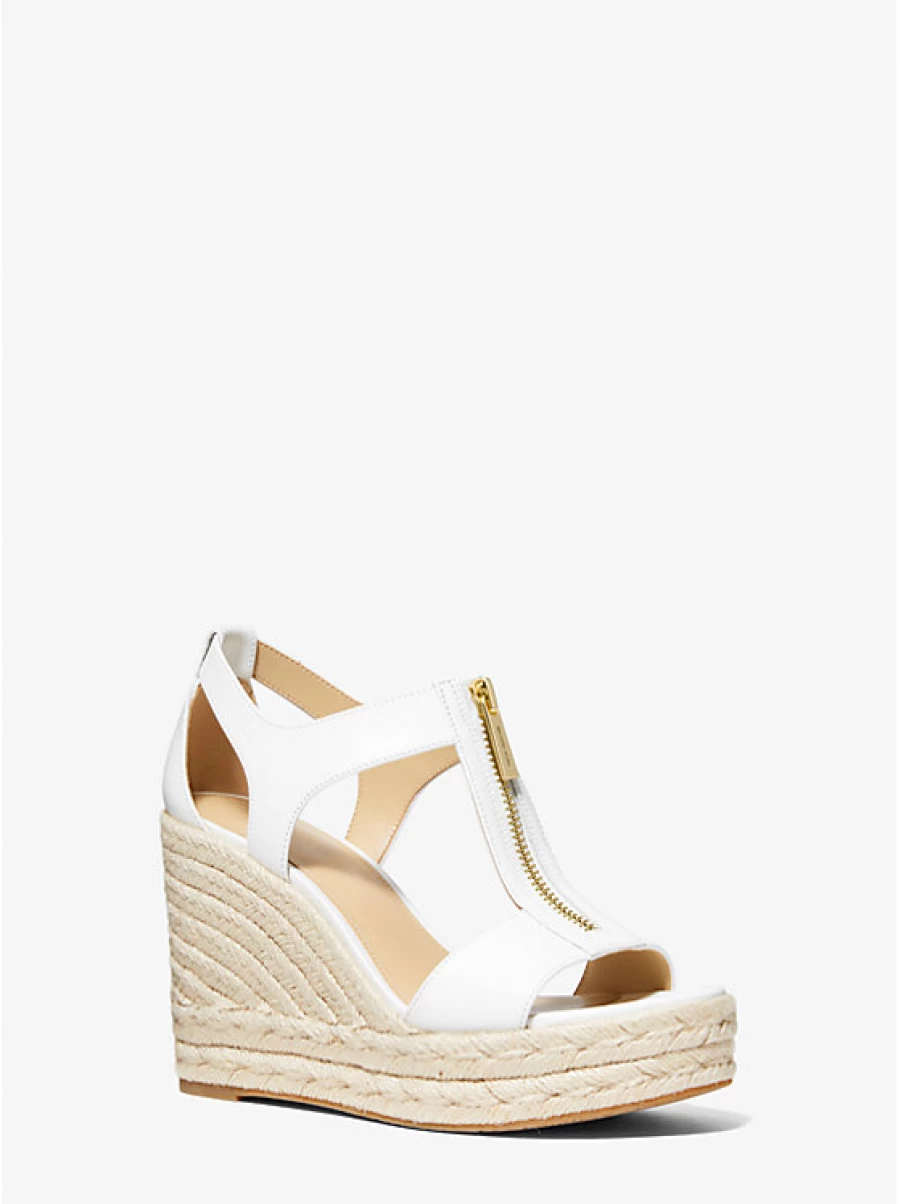 Michael Kors Women's Berkley Leather Wedge Sandals - Stylish & Comfortable Slide Sandals for Women