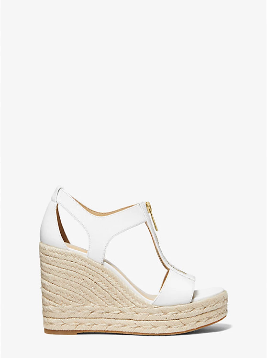 Michael Kors Women's Berkley Leather Wedge Sandals - Stylish & Comfortable Slide Sandals for Women