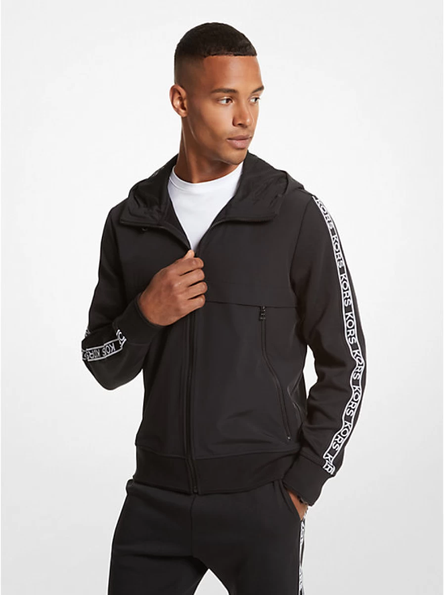Michael Kors Men's Cotton Zip-Up Hoodie with Drawstring and Logo Detail