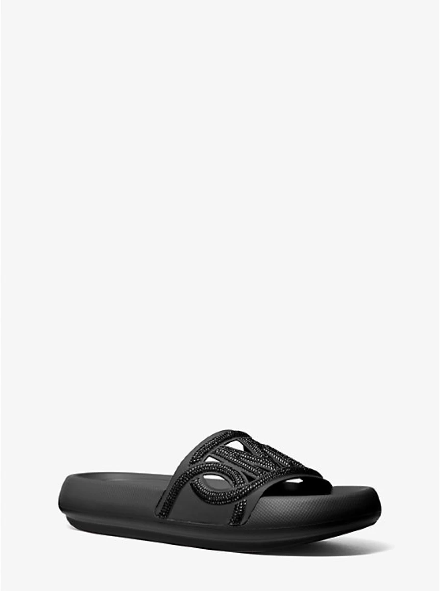 Michael Kors Women's Scuba Fabric Sandals with Crystal Decorations for a Splash-Resistant Put-On Style