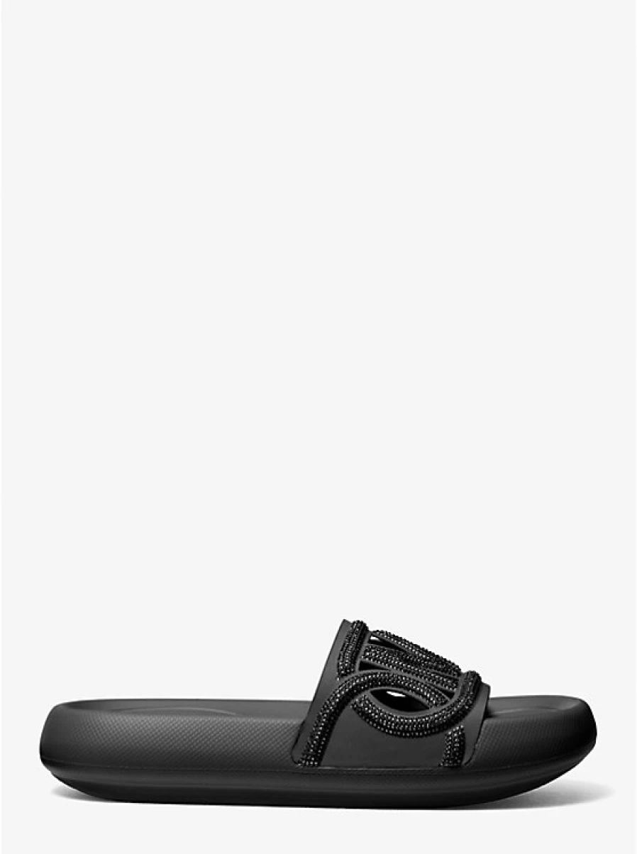 Michael Kors Women's Scuba Fabric Sandals with Crystal Decorations for a Splash-Resistant Put-On Style