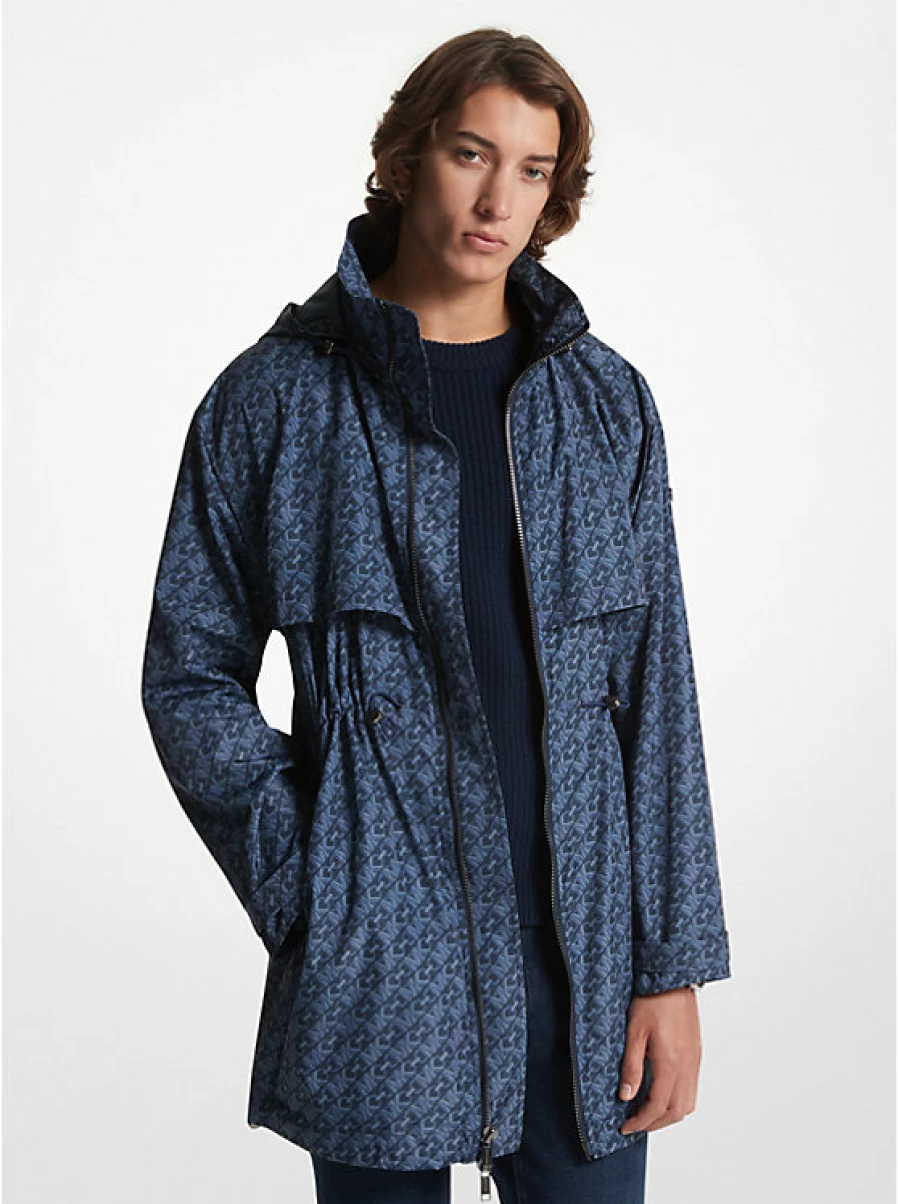 Michael Kors Men's Printed Woven Anorak Jacket with Empire Signature Logo
