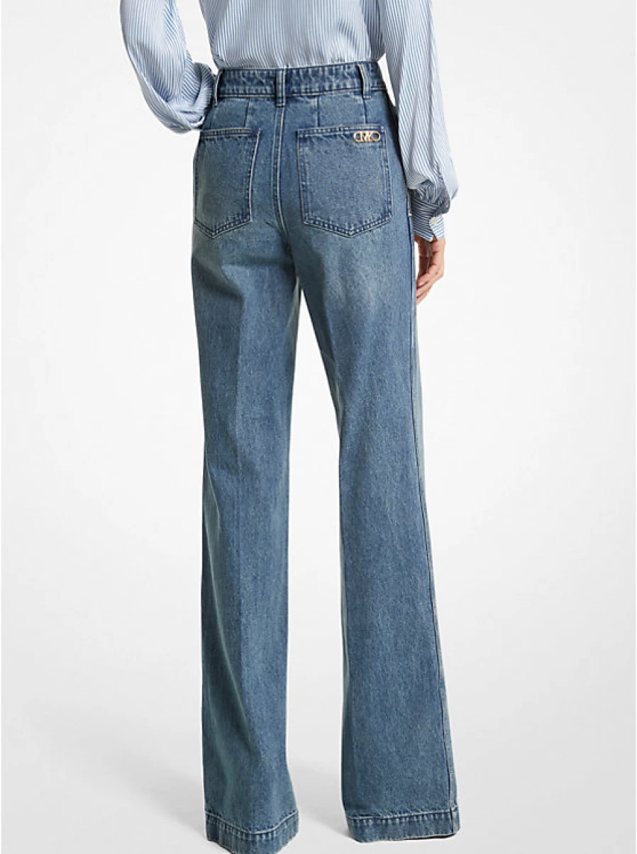Michael Kors Women's Wide Leg Ribbed Denim Jeans