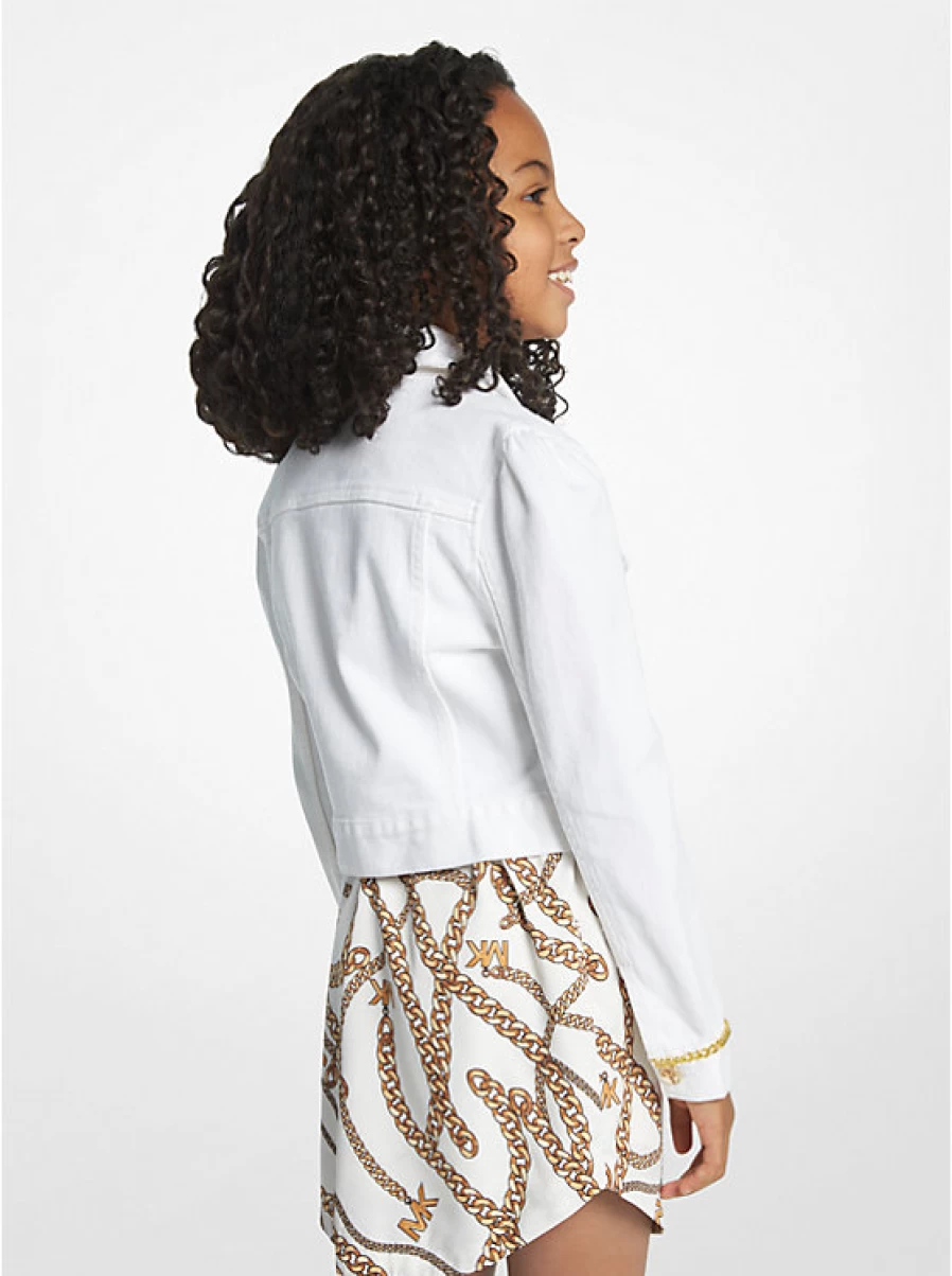 Michael Kors Kids' Embellished Denim Jacket with Chain Details