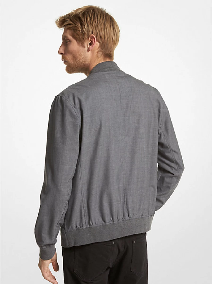 Michael Kors Men's Stretch Wool Bomber Jacket – Classic Slim Fit Aviator Coat