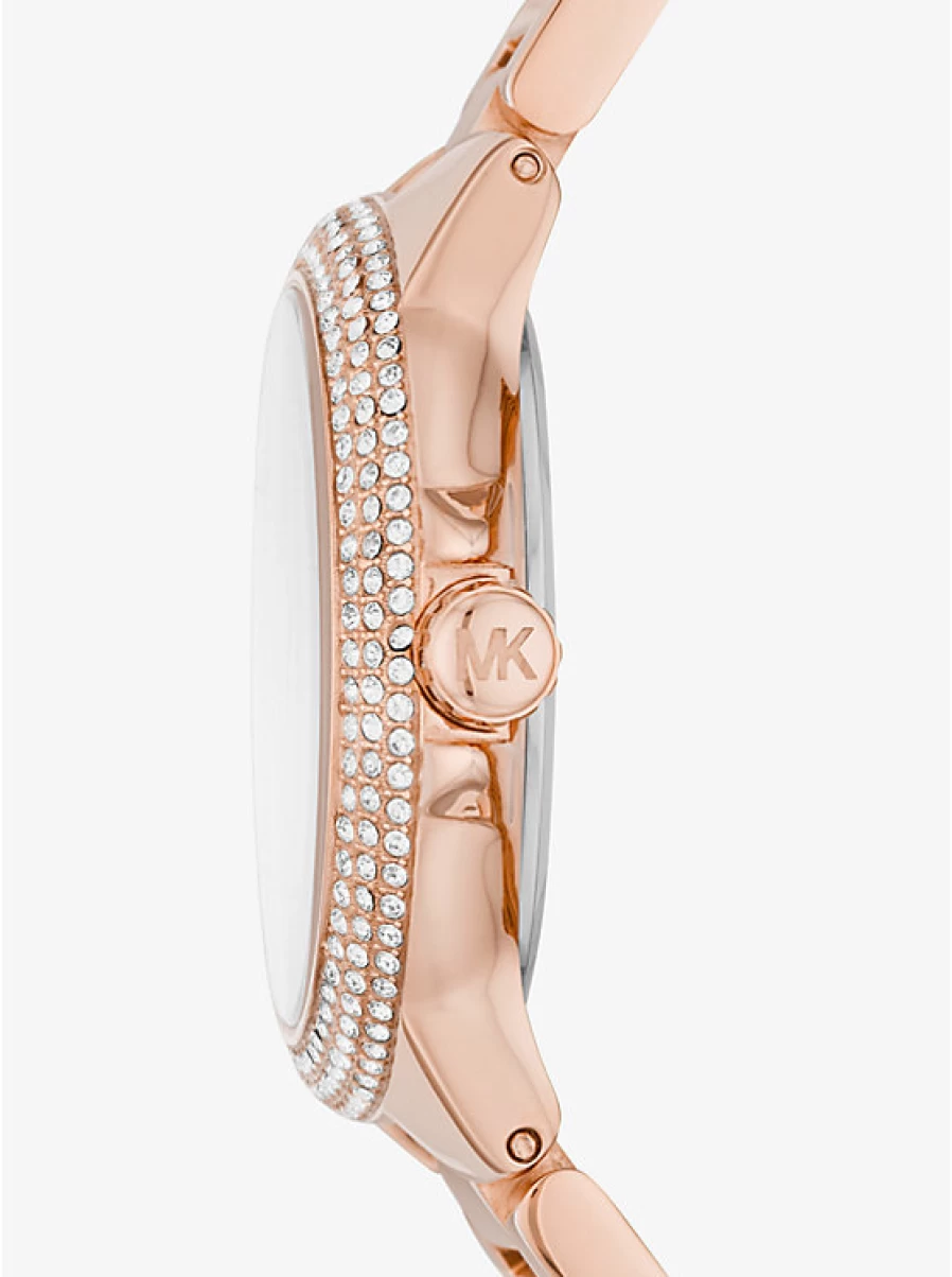Michael Kors Women's Camille Miniature Rose Gold-Tone Watch with Paving Stone Accents