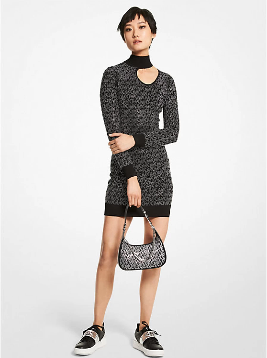 Michael Kors Women's Stretch Viscose Crystal-Embellished Logo Dress