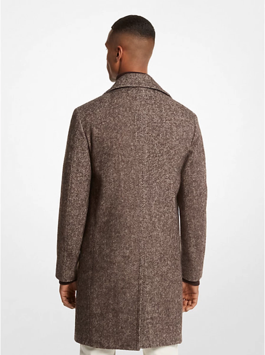 Michael Kors Men's Wool Blend Herringbone Pea Coat for Winter