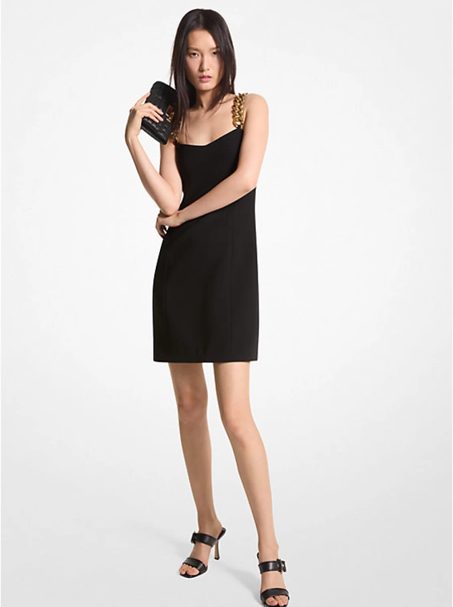 Michael Kors Women's Babydoll Dress with Chain Strap - Elegant Flowy Mini Dress